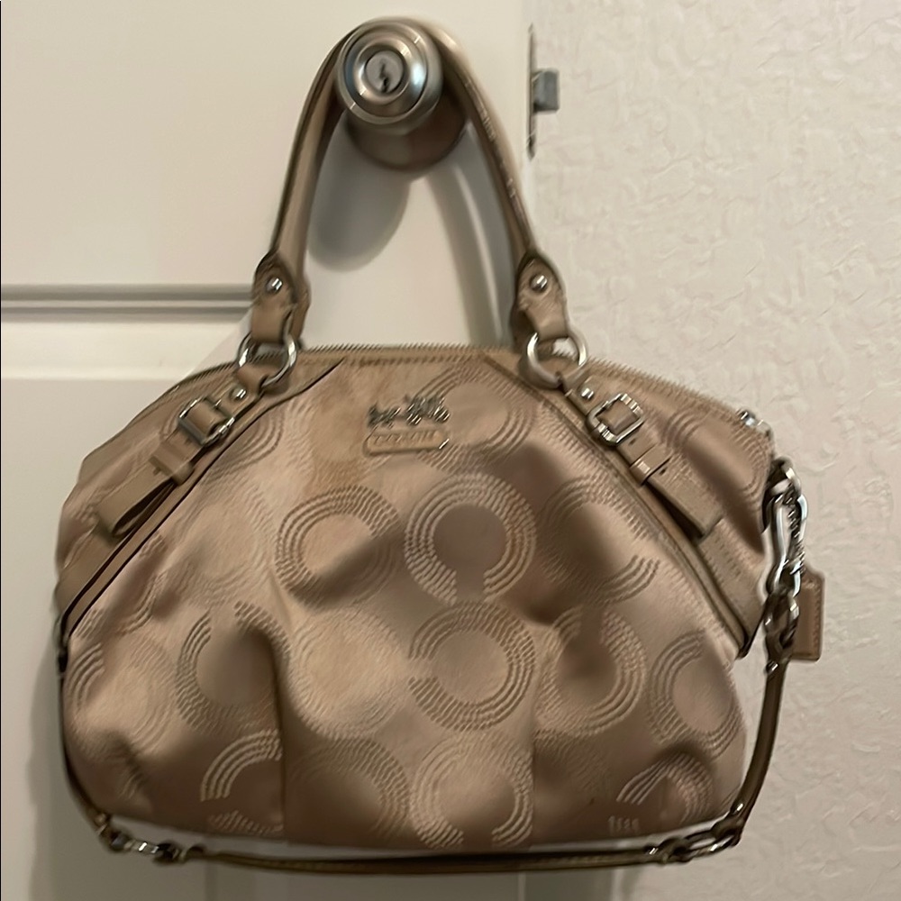 Coach Tan Satchel with Iconic Monogram
